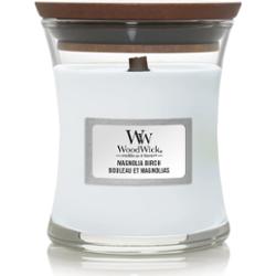 Woodwick Magnolia Birch świeczka zapachowa z drewnianym knotem 85 g
