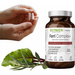 Biowen Ferri Complex+ Żelazo Suplement Wit B12 i C Transport Tlenu 60 Kaps
