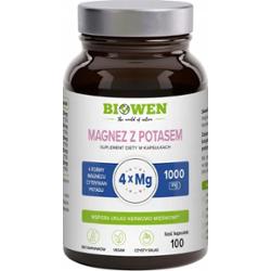Biowen Magnez X4 z Potasem Cytrynian Magnezu Suplement Diety 100 Kapsułek