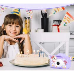 Aparat Cyfrowy Dla Dzieci 40MPX Kamera Gry + Smycz Fioletowy Jednorożec