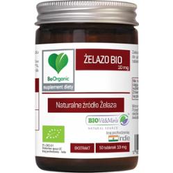 BeOrganic Żelazo Bio 10mg Suplement z Liści Curry Transport Tlenu 50 Tabl