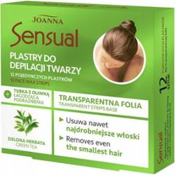 Joanna Sensual Plastry Do Depilacji Twarzy Zielona Herbata 12 szt + Oliwka