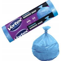 Vortex Standardowe Worki Na Śmieci Mocne Niebieskie Do Kosza 60L 20 Sztuk