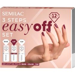 Semilac 3Steps Easy Off Set Zestaw Do Paznokci Hybrydowych Baza Top Lakier
