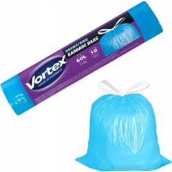 Vortex Worki Na Śmieci z Taśmą Ściągającą Niebieskie Uniwersalne 60L 10 Szt