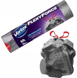 Vortex Flexy Worki Na Śmieci z Taśmą Ściągającą Mocne 60L 10 Sztuk