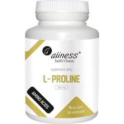 Aliness L-Proline 500mg Suplement Diety Aminokwas Skóra Włosy Kości 100 Kap