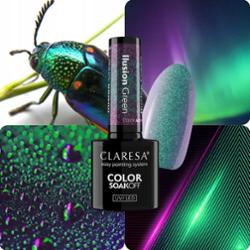 Claresa Lakier Hybrydowy Ilusion Green Efekt Kameleona Żuczek Brokat 5g