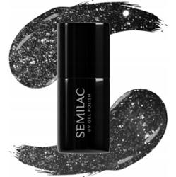 Semilac Lakier Hybrydowy Do Paznokci Black Opal A705 Czerń Z Drobinkami 7ml