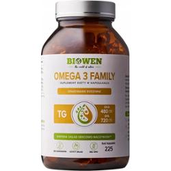 Biowen Omega 3 Family TG 480mg DHA 720mg EPA Odporność Serce Mózg 225 Caps