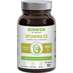 Biowen Witamina D3 4000 z Lanoliny Suplement Diety Odporność 120 Kapsułek