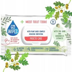 GoWipes Nawilżany Papier Toaletowy Ekstrakt z Kory Dębu Hamamelisu 44 Sztuk