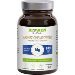 Biowen Magnez Chelatowany Diglicynian Suplement Diety Mięśnie 100 Kapsułek