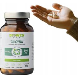 Biowen Glicyna 900mg Suplement Aminokwas Wsparcie Układu Nerwowego 100 Kaps