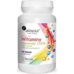 Aliness Witaminy i Minerały 100% Wit C Cynk Suplement Diety 120 Kapsułek