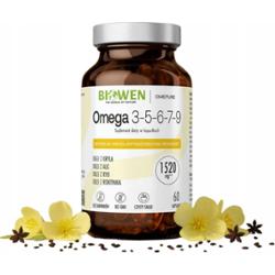 Biowen Omega 3-5-6-7-9 DHA Olej Rybi Mikroalgi Granat Witamina E 60 Kaps