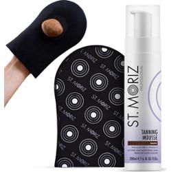 ST MORIZ Zestaw Do Samoopalania Mus Samoopalający Bronzer Dark 200ml + Rękawica