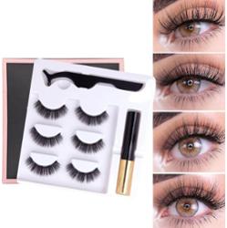 CoolStaff Rzęsy Magnetyczne 3 Pary + Pęseta + Eyeliner