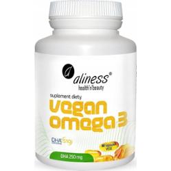 Aliness Vegan Omega 3 DHA 250 mg Algi Morskie Mózg Wzrok Odporność 60 Kaps