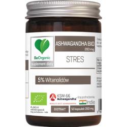 BeOrganic Ashwagandha KSM 66 Bio 200mg Wsparcie Odporności Na Stres 50 Kaps