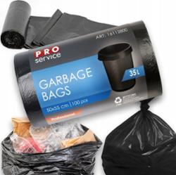 PRO Service Worki Na Śmieci Mocne Czarne Uniwersalne LDPE 35L 100 Sztuk