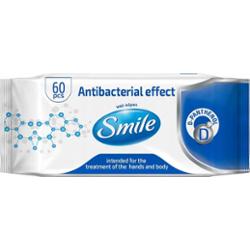 Smile Nawilżane Chusteczki Uniwersalne Antybakteryjne D-Panthenol 60 Sztuk