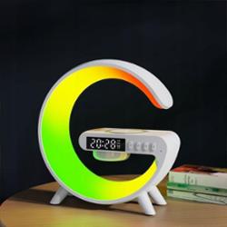Lampka LED Kolorowa Nocna Biurkowa Ładowarka Indukcyjna Budzik Głośnik