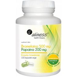 Aliness Bromelaina Papaina Suplement Diety Enzymy Trawienne 100 Kapsułek