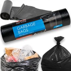 PRO Service Worki Na Śmieci Mocne Czarne Uniwersalne LDPE 240L 5 Sztuk