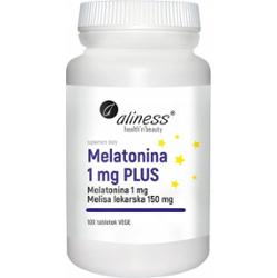 Aliness Melatonina 1 mg Plus Melisa Uspokojenie Ułatwia Zasypianie 100 Tabl