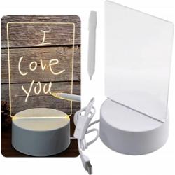 CoolStaff Lampka Nocna Tablica Kreatywna Na Notatki LED USB Zestaw z Białym Pisakiem