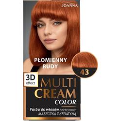 Joanna Multi Cream Color Efekt 3D Trwała Farba Do Włosów 43 Płomienny Rudy