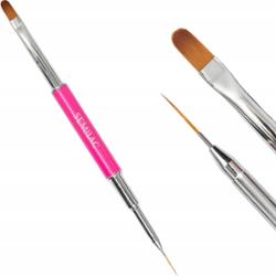 Semilac Nail Brush 2w1 Dwustronny Cienki Pędzel Do Żelu 6mm i Zdobień Róż