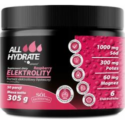 Aliness AllHydrate Elektrolity Sól Kłodawska Malina Suplement Diety 305g