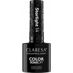 Claresa Lakier Hybrydowy Do Paznokci Czarny z Drobinkami Starlight 14 5g