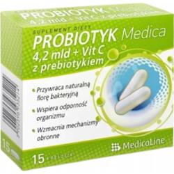 Aliness Probiotyk Medica 4,2 mld + Witamina C z Prebiotykiem Jelita 15 Kaps