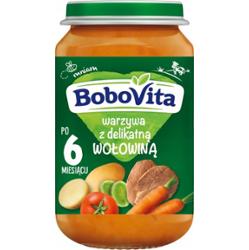 Bobovita Obiadek Dla Dzieci Warzywa z Delikatną Wołowiną Po 6 Miesiącu 190g