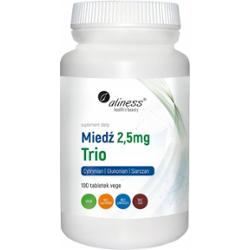 Aliness Miedź 2,5mg Trio Suplement Diety Odporność Włosy Skóra 100 Kaps