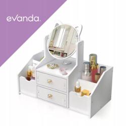 eVanda Toaletka Organizer Szkatułka Na Biżuterię Kosmetyki z Lusterkiem