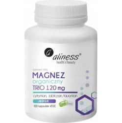 Aliness Magnez Organiczny Trio 120mg + B6 Skurcze Mięśni Stres 100 Kaps