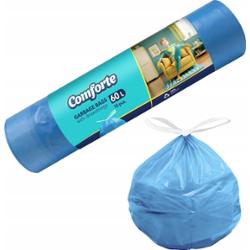 Comforte Worki Na Śmieci z Taśmą Ściągającą Mocne Niebieskie 60L 15 Sztuk