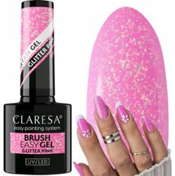 Claresa Brush Easy Gel Budujący Żel Do Paznokci Manicure Glitter Pink 5g