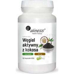 Aliness Węgiel Aktywny z Łupin Kokosa 300 mg Suplement Diety 100 Tabletek
