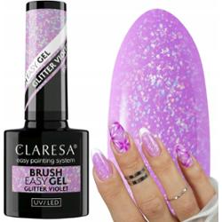 Claresa Brush Easy Gel Budujący Żel Do Paznokci Manicure Glitter Violet 5g