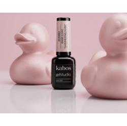 Kolorowa baza hybrydowa Kabos Gelstudio Rubber Base Coat Shimmering Nude z brokatem 10 ml