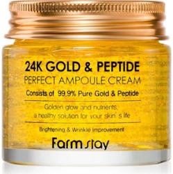 FARMSTAY - 24K Gold & Peptide Perfect Ampoule Cream, Ampułka do twarzy ze złotem i peptydami, 80ml