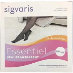 SigvarisEssentiel - Pończochy uciskowe półprzezroczyste z otwartym palcem beżowe - Rozmiar XS Long Promocja