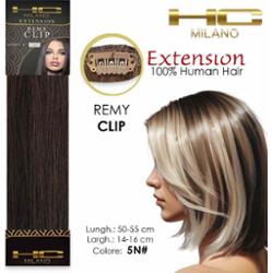 Hc milano włosy naturalne 3 spinki 1 pasek remy szerokość 14-16cm długość 55cm kol.5n