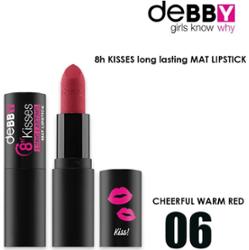 Debby długotrwała matowa szminka 8h całusy 06 cheerful ciepły czerwony