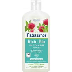 Natessance Olej rycynowy Wzmocniony i regenerowany czysty organiczny olej Fair Trade 250 ml